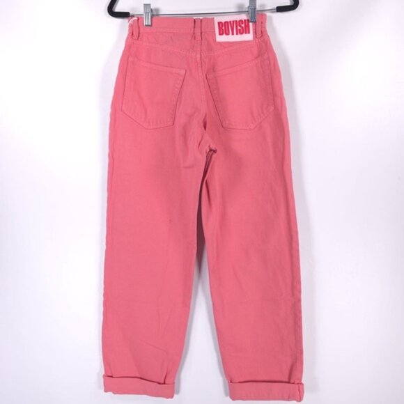 NWT BOYISH The Toby Straight Jeans Pretty Pink Tapered High Waist Button Fly 26 - Picture 5 of 16